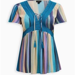 Torrid NWT Babydoll Crinkle Gauze Top Size 1